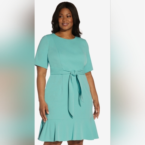 Adrianna Papell Dresses & Skirts - Adrianna Papell Turqoise Midi Dress with Tie Waist